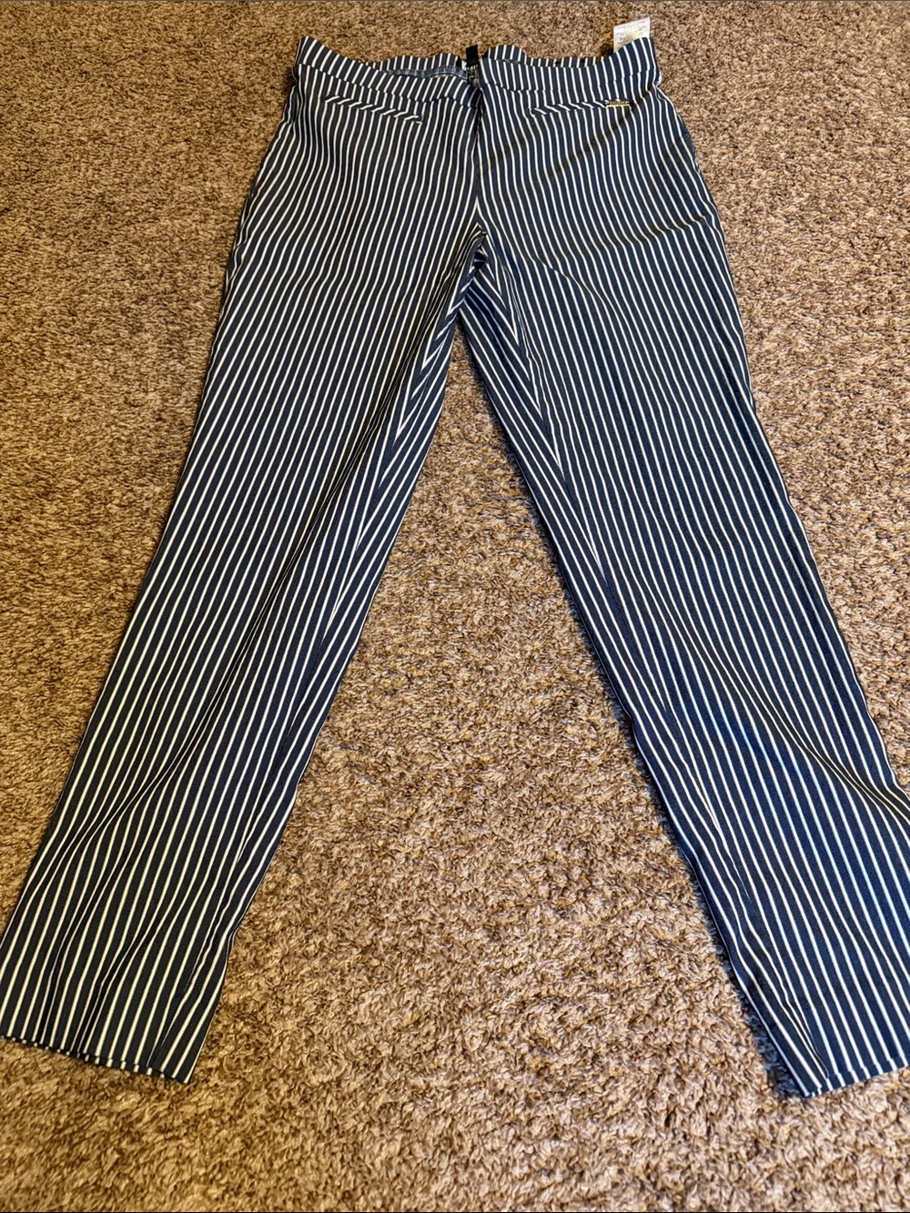 Jones New York Navy and White Stripe Straight Leg Pants